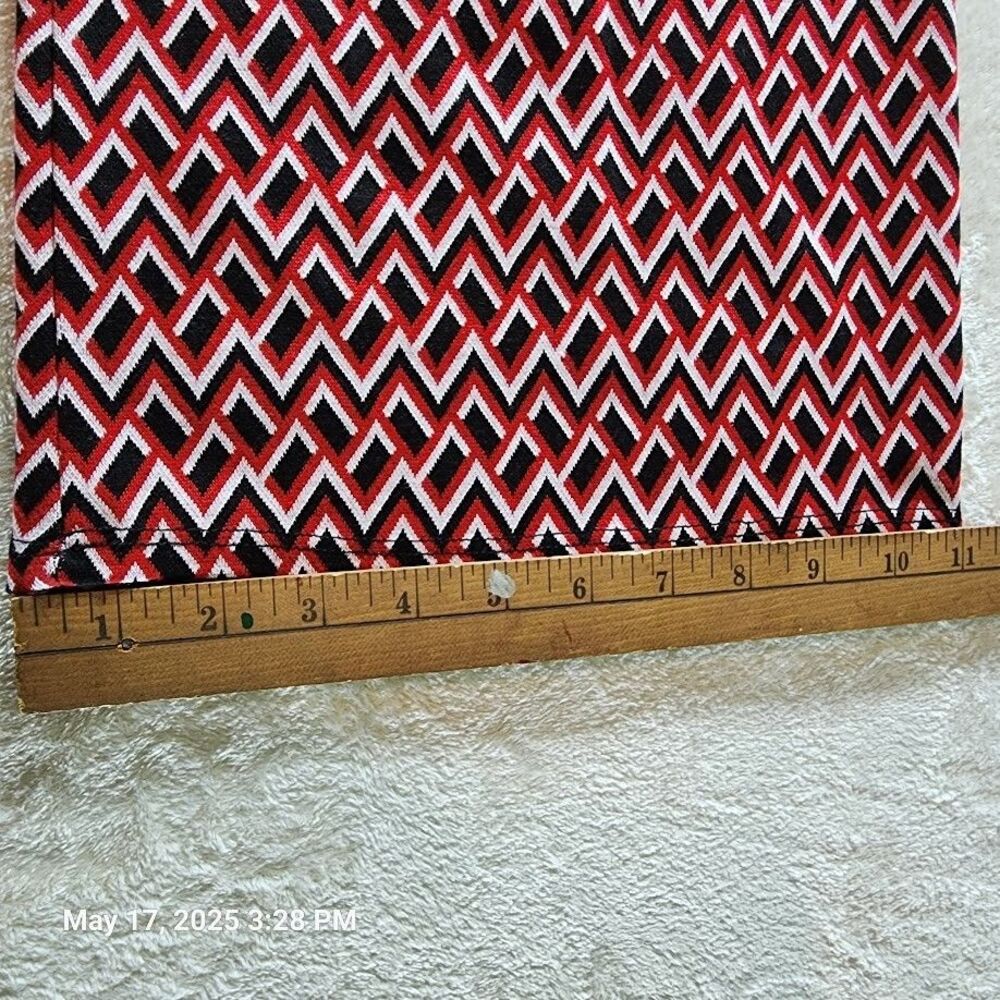 Asos Design Women's Pants Sz 6 Red Black Geometric Pattern Flare Bottom Stretch - Picture 13 of 13